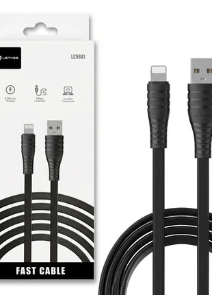 Cable USB a Lightning Lenyes LC998I 2M Carga Rápida Negro