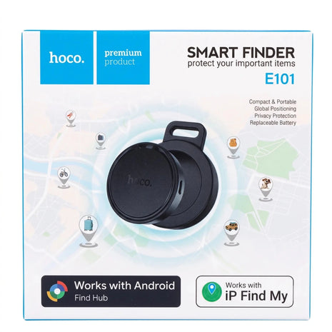 Localizador Inteligente Hoco E101 Smart Finder Negro (Dual iOS/Android) - Technosun