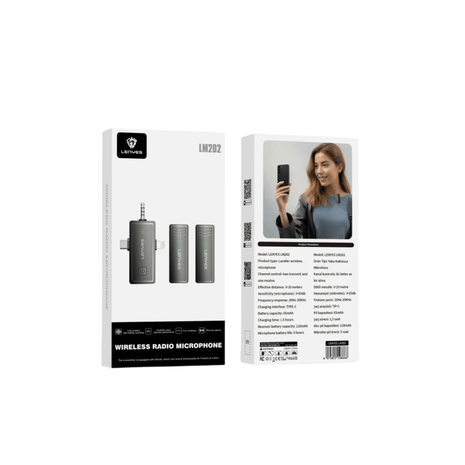 MICROFONO INALAMBRICO LENYES LM202 DOBLE IOS ANDROID - Technosun