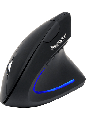 MOUSE VERTICAL TECMASTER DUAL WIRELESS Y BLUETOOTH RECARGABLE TIPO - C NEGRO - Technosun
