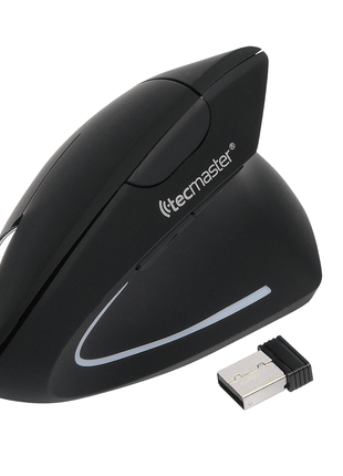 MOUSE VERTICAL TECMASTER DUAL WIRELESS Y BLUETOOTH RECARGABLE TIPO - C NEGRO - Technosun