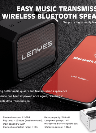 PARLANTE PORTATIL LENYES S105 5W BLUETOOTH 4.2 IPX7 - Technosun