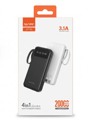Powerbank Sunpin SP-99 20000 mAh 4 en 1 con Carga Rápida - Technosun