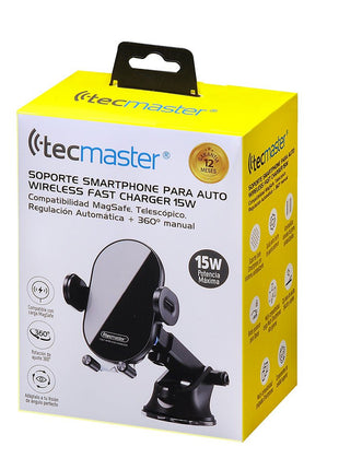 SOPORTE PARA AUTO TECMASTER TELESCOPICO CARGA INALAMBRICA 15 W - Technosun